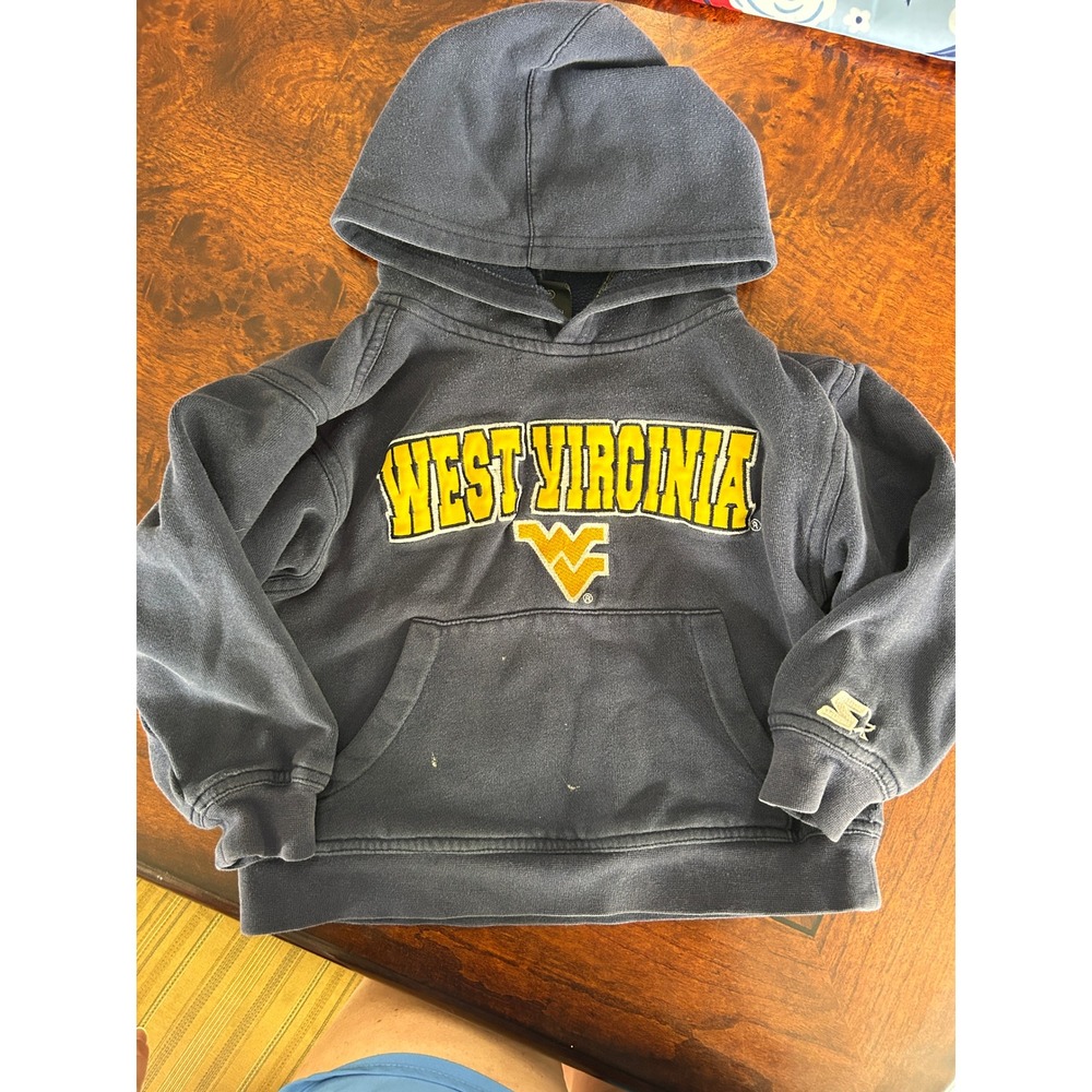 Starter West Virginia Mountaineers Kids Navy Blue Pullover Hoodie XS 4/5 48Q2U